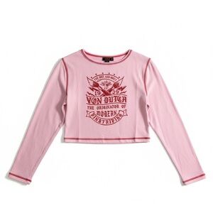 Von Dutch Pink Long Sleeve women’s crop top size medium
